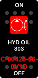 "HYD OIL 303"  Black Switch Cap single Red Lens  ON-OFF