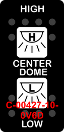 "CENTER DOME"  Black Switch Cap dual White Lens  ON-OFF-ON