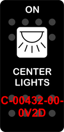 "CENTER LIGHTS"  Black Switch Cap single White Lens  (ON)-OFF
