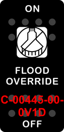 "FLOOD OVERRIDE"  Black Switch Cap single White Lens ON-OFF