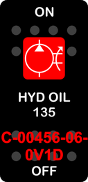 "HYD OIL 135"  Black Switch Cap single Red Lens  ON-OFF