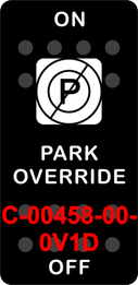 "PARK OVERRIDE"  Black Switch Cap single White Lens  ON-OFF