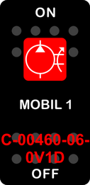 "MOBIL 1"  Black Switch Cap single Red Lens  ON-OFF
