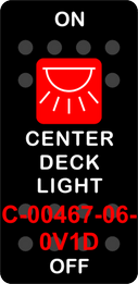 "CENTER DECK LIGHT"  Black Switch Cap single Red Lens ON OFF