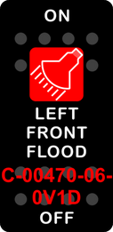 "LEFT FRONT FLOOD"  Black Switch Cap single Red Lens ON OFF