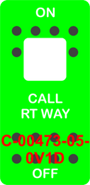 "CALL RT WAY"  Green Switch Cap single White Lens ON OFF