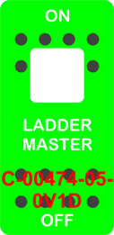 "LADDER MASTER"  Green Switch Cap single White Lens ON OFF