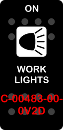 "WORK LIGHTS"  Black Switch Cap single White Lens (ON) OFF