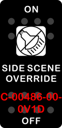 "SIDE SCENE OVERRIDE"  Black Switch Cap single White Lens ON OFF