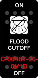 "FLOOD CUTOFF"  Black Switch Cap single White Lens ON OFF