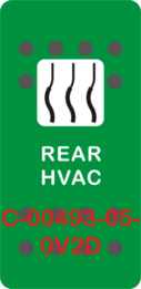 "REAR HVAC"  Green Switch Cap single White Lens (ON) OFF