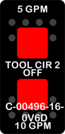 "5GPM TOOL CIR 2 10GPM"  Black Switch Cap dual Red Lens  ON-OFF-ON