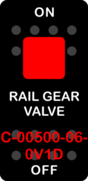 "RAIL GEAR VALVE"  Black Switch Cap single Red Lens ON OFF