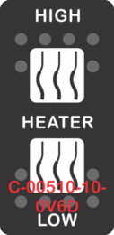 "HIGH HEATER LOW"  Black Switch Cap dual White Lens  ON-OFF-ON