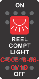 "REEL COMPT LIGHT" Black Switch Cap single Red Lens ON OFF