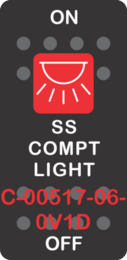 "SS COMPT LIGHT" Black Switch Cap single Red Lens ON OFF