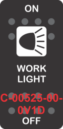 "WORK LIGHT"  Black Switch Cap single White Lens  ON-OFF