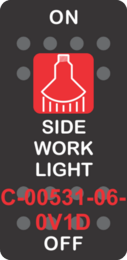 "SIDE WORK LIGHT"  Black Switch Cap single Red Lens  ON-OFF