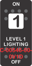 "LEVEL 1 LIGHTING"  Black Switch Cap single White Lens ON-OFF