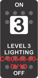 "LEVEL 3 LIGHTING"  Black Switch Cap single White Lens ON-OFF