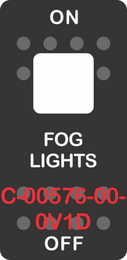 "FOG LIGHTS" Black Switch Cap Single White Lens ON-OFF