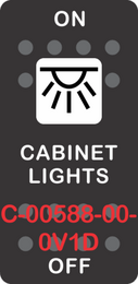 "CABINET LIGHTS" Black Switch Cap Single White Lens ON-OFF