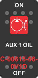 "AUX 1 OIL"  Black Switch Cap single Red Lens  ON-OFF