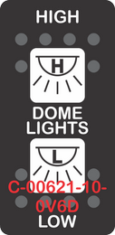 "HIGH DOME LIGHTS LOW"  Black Switch Cap dual White Lens  (ON)-OFF-(ON)
