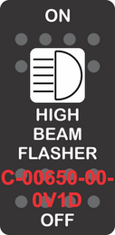 "HIGH BEAM FLASHER" Black Switch Cap SIngle White Lens ON-OFF
