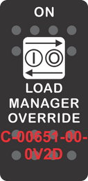 "LOAD MANAGER OVERRIDE" Black Switch Cap single White Lens (ON)-OFF