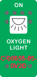 "OXYGEN LIGHT" Green Switch Cap single White Lens  (ON)-OFF