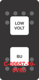 "LOW VOLT BACK UP"  Black Switch Cap dual White Lens  (ON)-OFF-(ON)