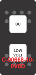 "BU LOW VOLT"  Black Switch Cap dual White Lens  (ON)-OFF-(ON)