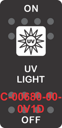 "UV LIGHT" Black Switch Cap SIngle White Lens ON-OFF