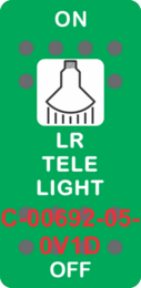 "LR TELE LIGHT" Green Switch Cap SIngle White Lens ON-OFF