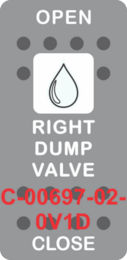 "RIGHT DUMP VALVE" Grey Switch Cap Single White Lens ON-OFF