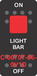"LIGHT BAR" Black Switch Cap SIngle Red Lens ON-OFF