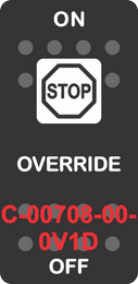 "OVERRIDE" Black Switch Cap SIngle White Lens ON-OFF