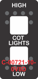 "HIGH COT LIGHTS LOW"  Black Switch Cap dual White Lens  (ON)-OFF-(ON)