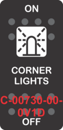 "CORNER LIGHTS" Black Switch Cap Single White Lens ON-OFF