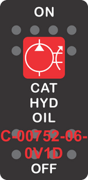 "CAT HYD OIL" Black Switch Cap Single Red Lens ON-OFF