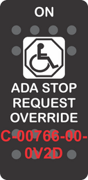 "ADA STOP REQUEST OVERRIDE" Black Switch Cap Single White Lens (ON)-OFF