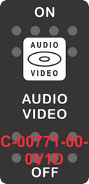 "AUDIO VIDEO" Black Switch Cap Single White Lens ON-OFF
