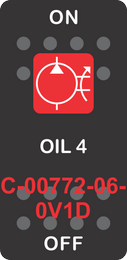 "OIL 4"  Black Switch Cap Single Red Lens ON-OFF