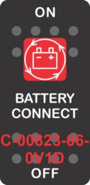 "BATTERY CONNECT" Black Switch Cap Single Red Lens ON-OFF
