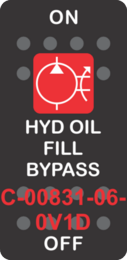 "HYD OIL FILL BYPASS"  Black Switch Cap single Red Lens ON-OFF