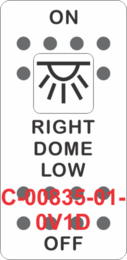 "RIGHT DOME LOW"  White Switch Cap single White Lens ON-OFF
