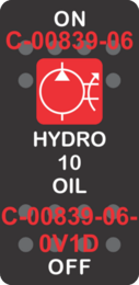 "HYDRO 10 OIL"  Black Switch Cap single Red Lens ON-OFF