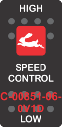 "SPEED CONTROL"  Black Switch Cap single Red Lens ON-OFF