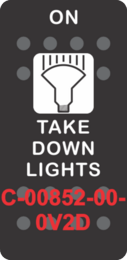 "TAKE DOWN LIGHTS"  Black Switch Cap single White Lens (ON)-OFF